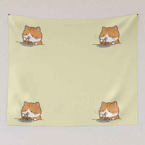Item preview, Minimal Cat Eating Spaghetti – Cute Food designed and sold by hiraum.