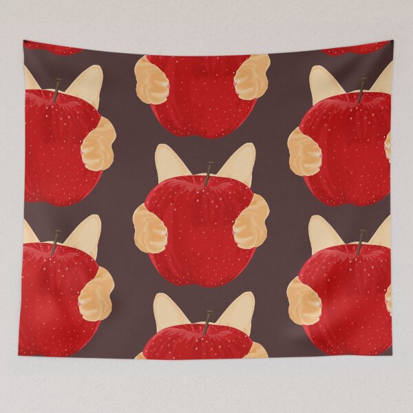 Item preview, Cute Orange Cat Hugging Red Apple Pastel Art designed and sold by Bambooartist.