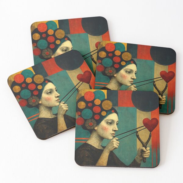 Item preview, woman throwing a heart with a slingshot designed and sold by diulid.