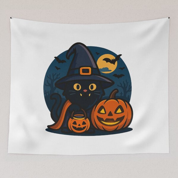 Item preview, Black Cat Gnome with Witch Hat and Jack-o’-Lantern T-Shirt - Cute Halloween Design designed and sold by PrintCreations9.