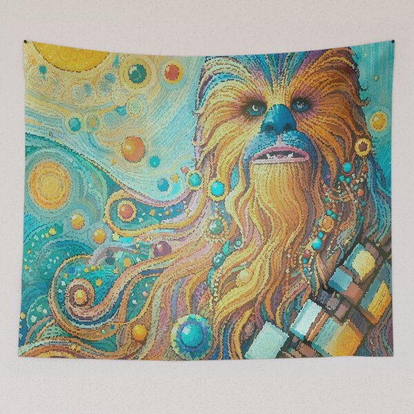 Item preview, Illustration of Wookie-Inspired Character in Stained Glass Style Mosaic Art designed and sold by  Ojo de Lilith.