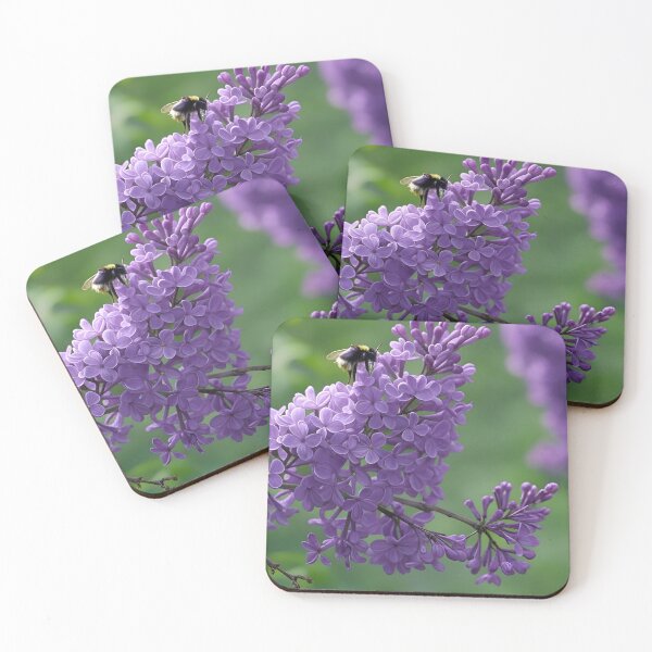 Item preview, Purple Lilacs with Bumblebee Macro Photography designed and sold by PandaTShirtShop.