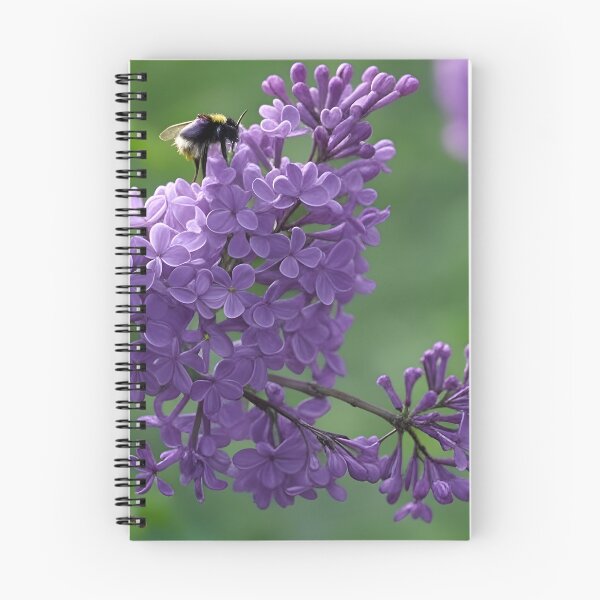 Item preview, Purple Lilacs with Bumblebee Macro Photography designed and sold by PandaTShirtShop.