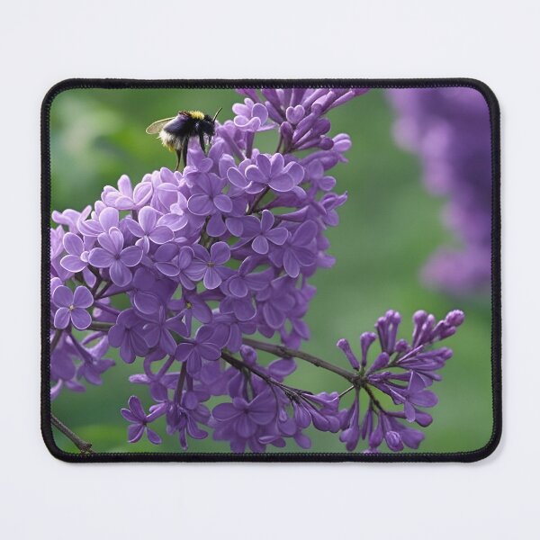 Item preview, Purple Lilacs with Bumblebee Macro Photography designed and sold by PandaTShirtShop.
