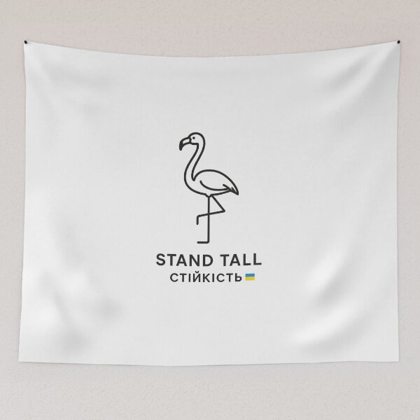 Item preview, Stand Tall Minimal – Flamingo Line Art with Flag Accent designed and sold by Bratak.