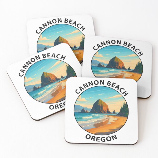 Item preview, Cannon Beach Oregon Travel Poster – Haystack Rock Coastal Sunset USA designed and sold by inkNext.