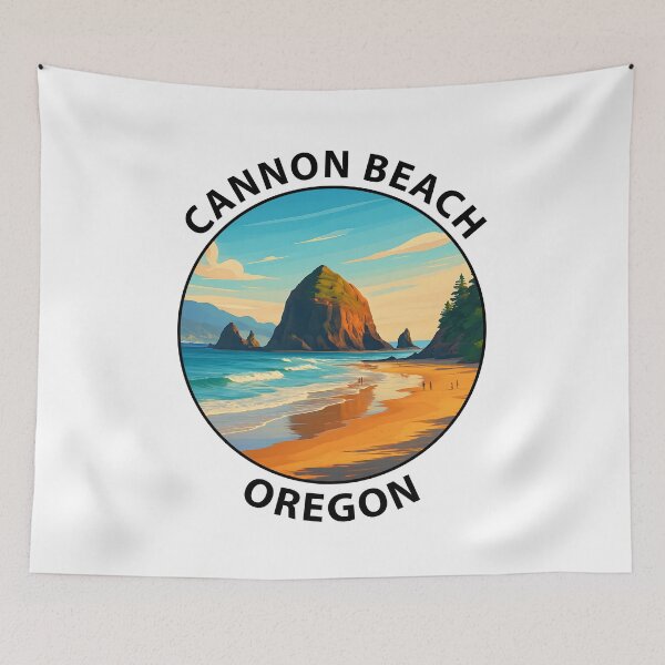 Item preview, Cannon Beach Oregon Travel Poster – Haystack Rock Coastal Sunset USA designed and sold by inkNext.