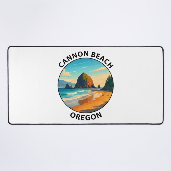 Item preview, Cannon Beach Oregon Travel Poster – Haystack Rock Coastal Sunset USA designed and sold by inkNext.