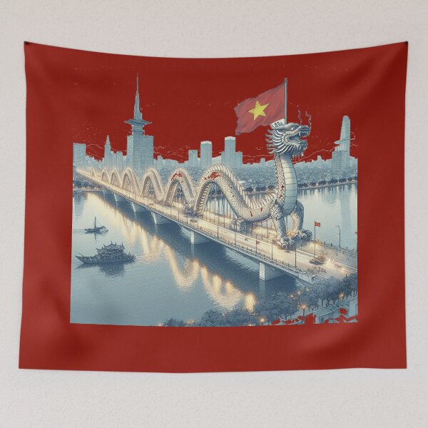 Item preview, Dragon Bridge Vietnam 3D Panorama with Flag,   designed and sold by PaintMeWorld.