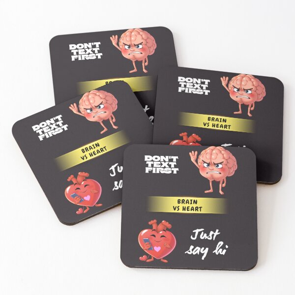 Item preview, Brain vs Heart – Don’t Text First, Just Say Hi Funny Poster designed and sold by Red White Blue Studio.