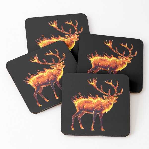 Item preview, Fiery Stag Pixel Art designed and sold by Glitch Beast Pixel Art.