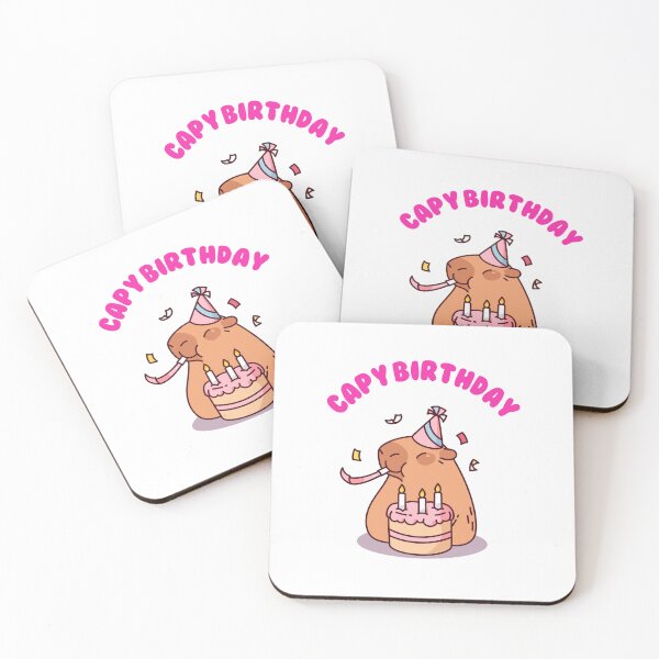 Item preview, Happy Birthday Capybara Capybirthday with cake and balloons designed and sold by luckyhue.