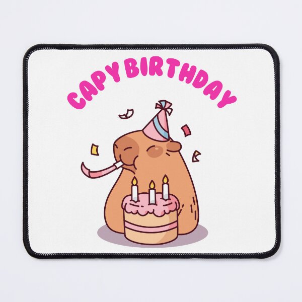 Item preview, Happy Birthday Capybara Capybirthday with cake and balloons designed and sold by luckyhue.