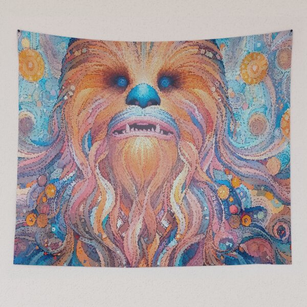 Item preview, Illustration of Wookie-Inspired Character in Stained Glass Style Mosaic Art designed and sold by  Ojo de Lilith.