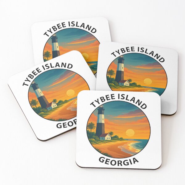 Item preview, Tybee Island Georgia Travel Poster – Coastal Beach Art & Lighthouse Illustration USA designed and sold by inkNext.