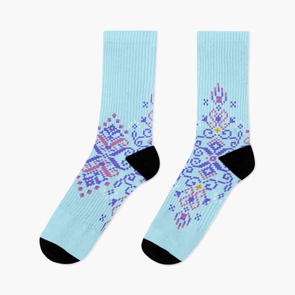 Item preview, Purple Pink Pixel Ethnic Pattern on Light Blue designed and sold by MNX.