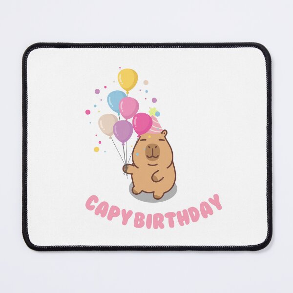 Item preview, Happy Birthday Capybara Capybirthday with balloons designed and sold by luckyhue.