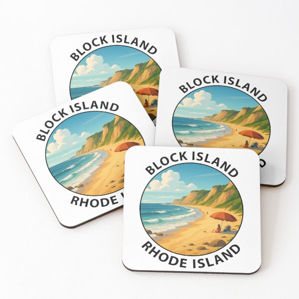 Item preview, Block Island Beaches Rhode Island Travel Poster – Coastal Wall Art USA designed and sold by inkNext.