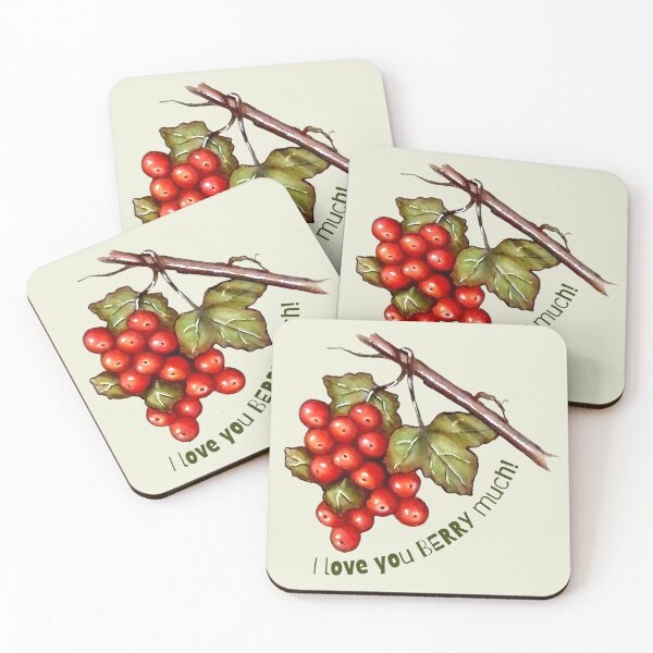 Item preview, I Love You BERRY Much, With Artwork of Red Berries and Leaves designed and sold by JoyfulWhimsy.
