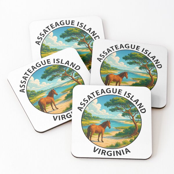 Item preview, Assateague Island Virginia Travel Poster – Wild Horses & Coastal Landscape USA designed and sold by inkNext.