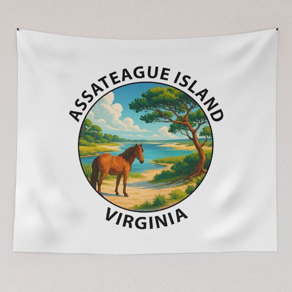 Item preview, Assateague Island Virginia Travel Poster – Wild Horses & Coastal Landscape USA designed and sold by inkNext.