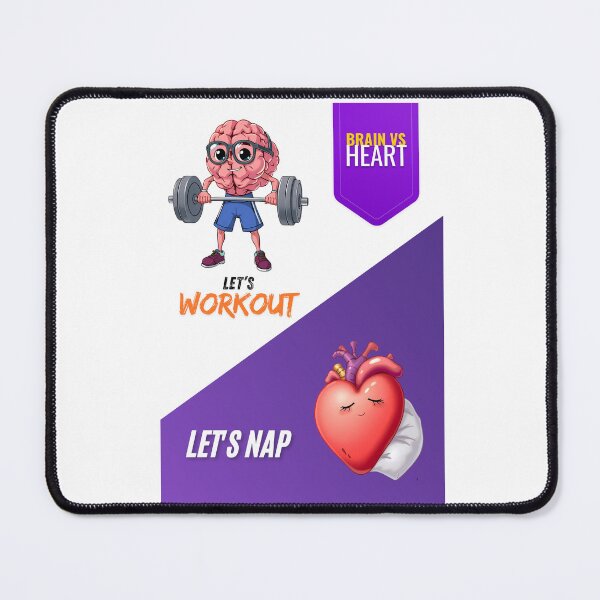 Item preview, Brain vs Heart – Workout vs Nap Funny Poster designed and sold by Red White Blue Studio.