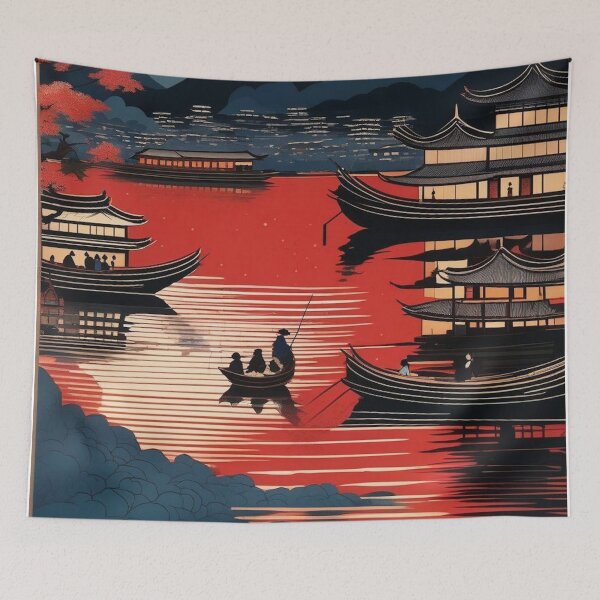 Artikelvorschau, Feuerwerk über Kyoto – Japanische Ukiyo-e-Nachtszene entworfen und verkauft von Vandy Fullam.