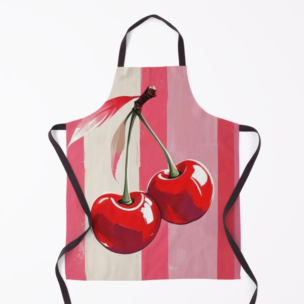 Item preview, Red Cherries on pink stipes designed and sold by Boho Art by Rebecca.