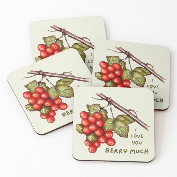 Item preview, I Love You BERRY Much, With Artwork of Red Berries and Leaves designed and sold by JoyfulWhimsy.