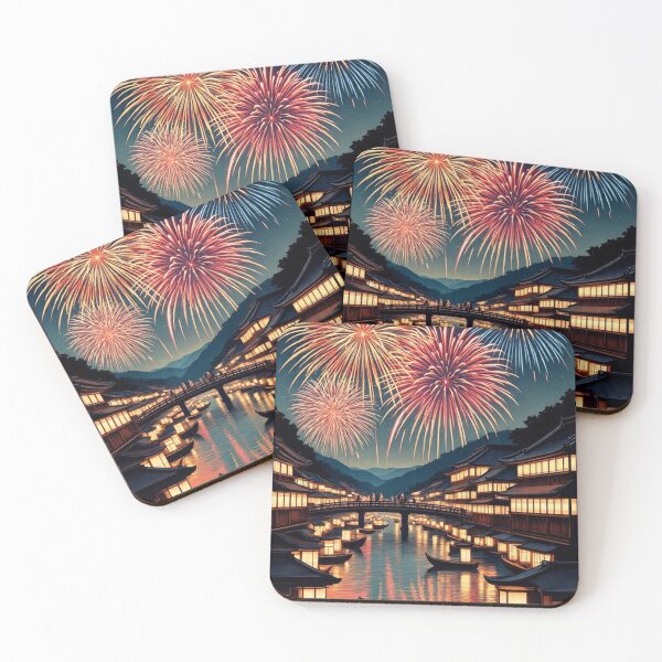 Item preview, Ukiyo-e Fireworks – Vibrant Edo Style Festival Poster designed and sold by Vandy Fullam.