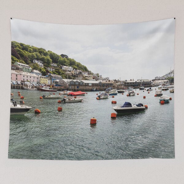 Item preview, Sunny Looe Harbor with Boats and Hillside designed and sold by Paul Thompson Photography.