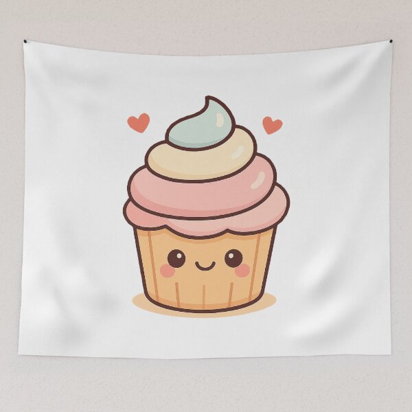 Item preview, Cute Kawaii Cupcake - Smiling Pastel Dessert designed and sold by istoriadesign.