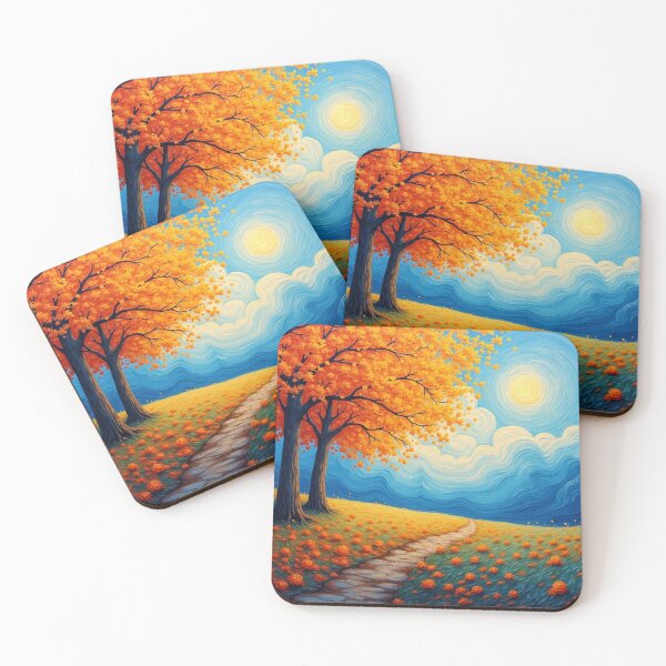 Item preview, Swirling Autumn Sky Over Golden Path – Van Gogh Inspired Artwork designed and sold by RonBear-Designs.