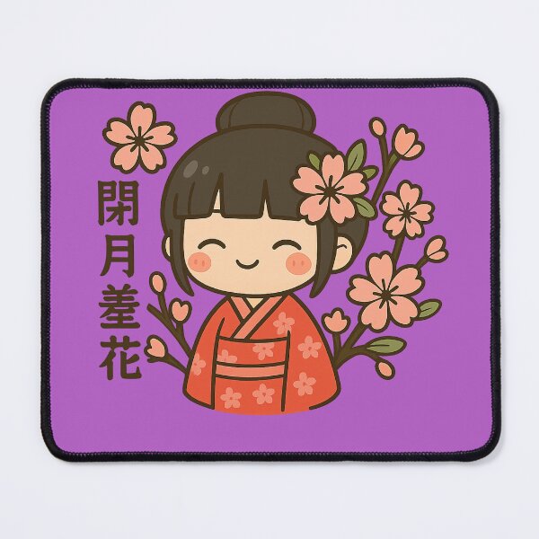 Item preview, "Chibi Kimono Girl with Sakura – Biyue Xiuhua" designed and sold by SiseonStudio.