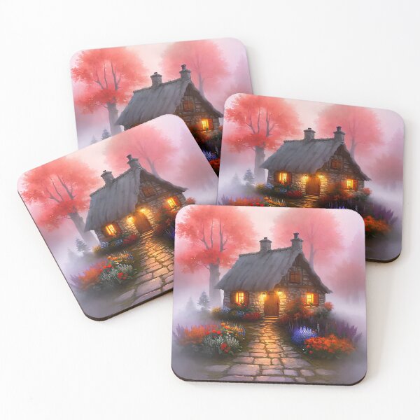 Item preview, Foggy whimsical Autumn cottage garden designed and sold by Khala.