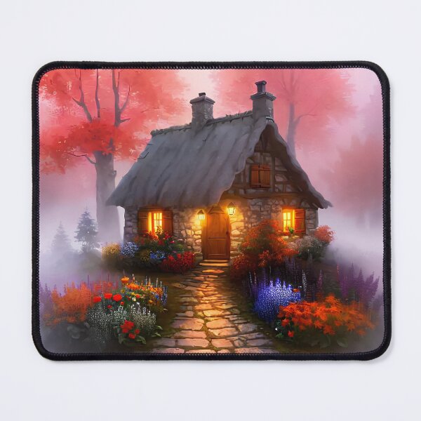 Item preview, Foggy whimsical Autumn cottage garden designed and sold by Khala.