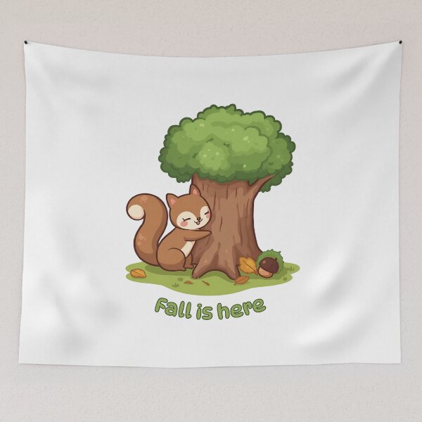Item preview, Cute Autumn Squirrel with Tree Illustration designed and sold by Pixel--Threads.