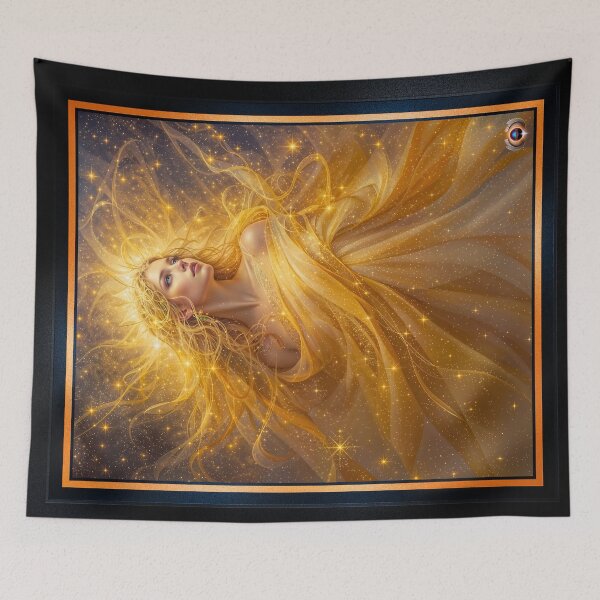 Item preview, Golden Realm Portrait Of The Golden Goddess Asteria Volante Stunning AI Concept Art by Xzendor7 designed and sold by Xzendor7 Digital Art Creations.