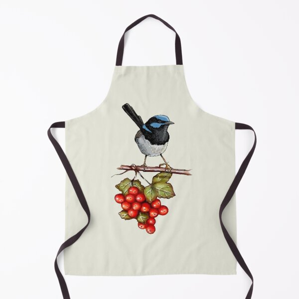 Item preview, Blue Wren and Berries, Fairy Wren Illustration, Wildlife designed and sold by JoyfulWhimsy.