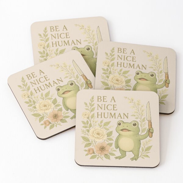 Item preview, Be A Nice Human Frog with a Knife | Protect Nature | Botanical designed and sold by RR-Arts.