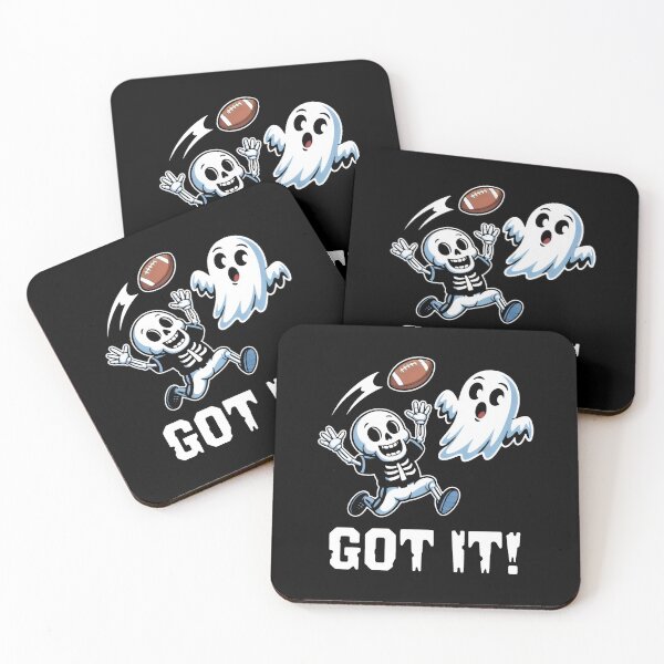 Item preview, Cheerful Skeleton Football Catch with Surprised Ghost designed and sold by SplashTastic.