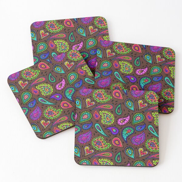 Item preview, Multicolor Paisley on Brown Background Beautiful Repeating Pattern designed and sold by CheriesArt.