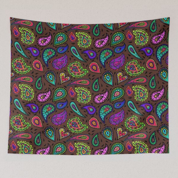 Item preview, Multicolor Paisley on Brown Background Beautiful Repeating Pattern designed and sold by CheriesArt.