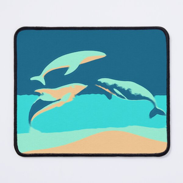 Item preview, Cetaceans in Marine Ballet – Digital artwork painted in shades of pastel blue and ocean sunset. designed and sold by Ralek.