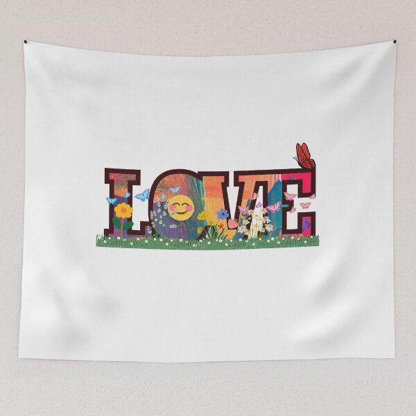 Item preview, LOVE Typography with Flowers and Butterflies designed and sold by TimeLess..
