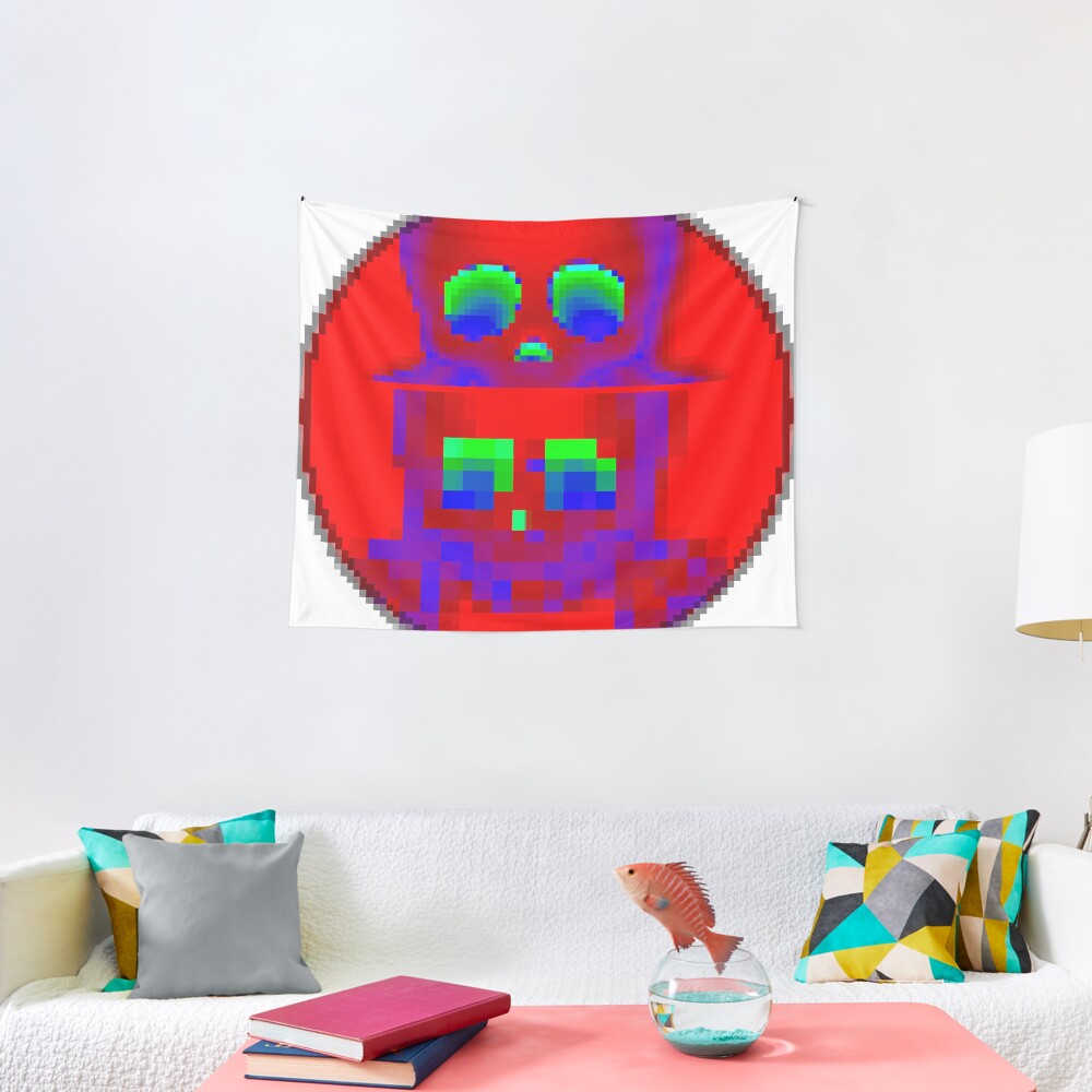 Emoji Skull Fluo 1 by RootCat Tapestry