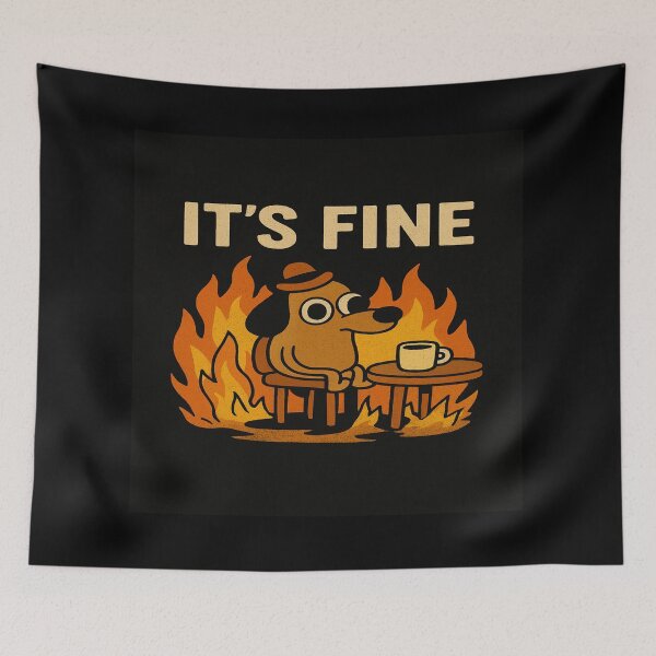 Item preview, This Is Fine Meme Dog – Funny Cartoon Fire Design designed and sold by VelureArt.