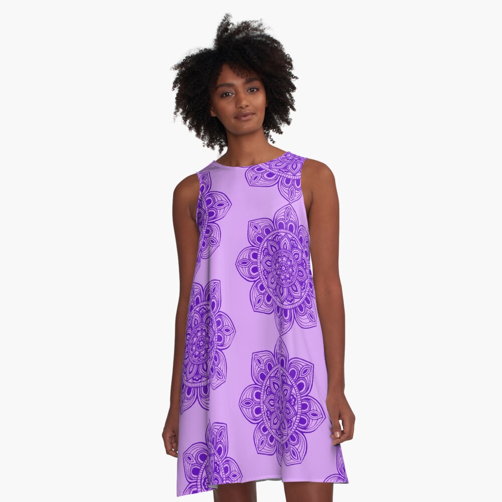 Blue Mural Mandala - Art&Deco By Natasha A-Line Dress