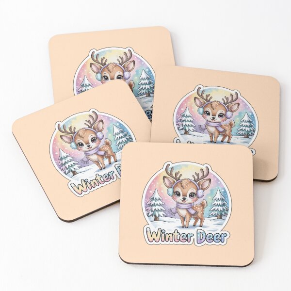 Item preview, Winter Deer Cute Kawaii Sticker – Chibi Reindeer Snow Scene Illustration designed and sold by Nuist25.