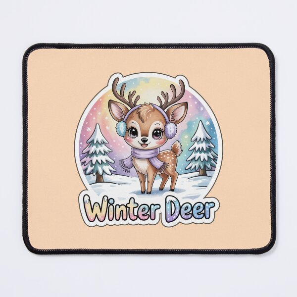 Item preview, Winter Deer Cute Kawaii Sticker – Chibi Reindeer Snow Scene Illustration designed and sold by Nuist25.